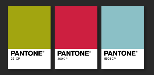 Insight Creative Inc's Pantone Green Red and Blue Colors side by side